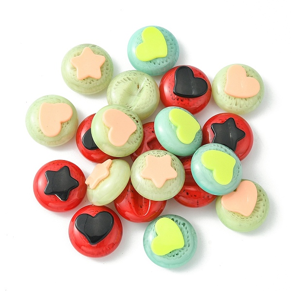 

PandaHall Two Tone Opaque Acrylic Cabochons, for DIY Elastic Hair Tie Accessories Making, Flat Round with Heart/star, Mixed Color..., Multicolor