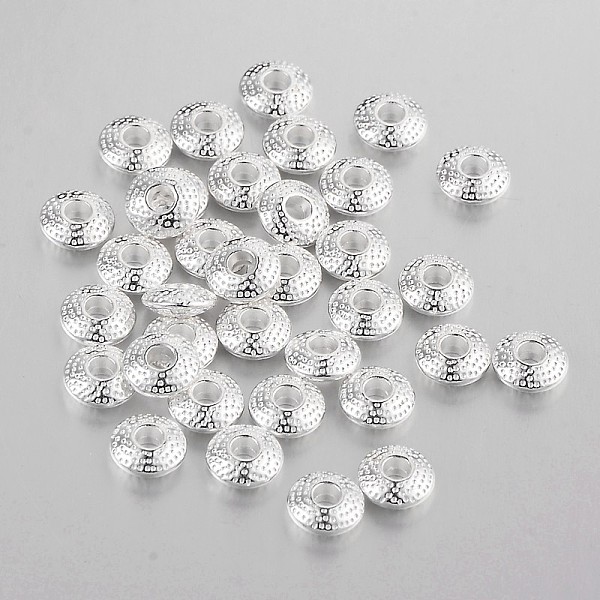

PandaHall Tibetan Style Alloy Spacer Beads, Lead Free & Cadmium Free, Flat Round, Silver Color Plated, 8x3mm, Hole: 2.5mm Alloy Flat Round