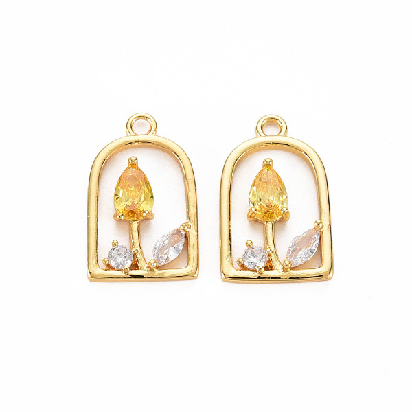 

PandaHall Rack Plating Brass Micro Pave Clear Cubic Zirconia Pendants, Faceted, Nickel Free, Real 18K Gold Plated, Flower, Goldenrod...