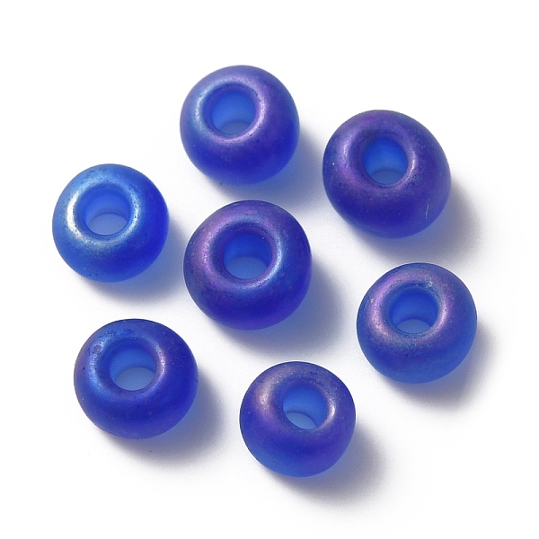 

PandaHall Transparent Frosted Glass Beads, Rondelle, Blue, 5x3.5mm, Hole: 1.2mm, about 2400pcs/200g Glass Rondelle Blue
