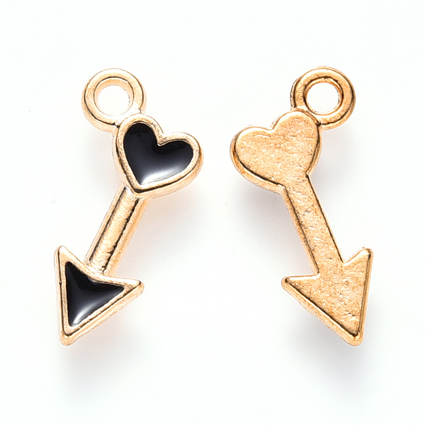 

PandaHall Alloy Enamel Charms, Arrow,with Heart, Light Gold, Black, 15x8x1.5mm, Hole: 1.6mm Alloy+Enamel Arrow Black