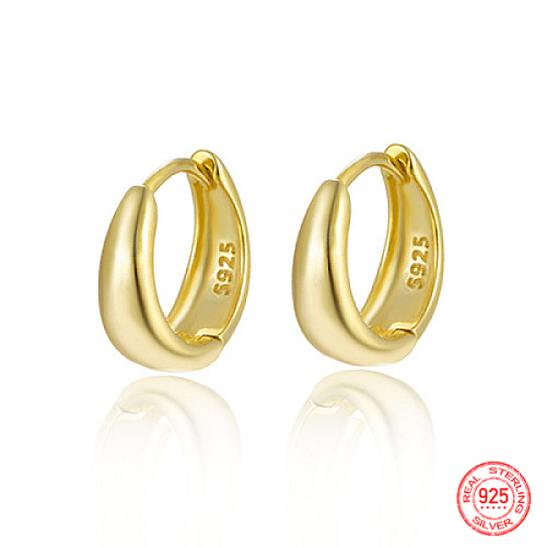 

PandaHall 925 Sterling Silver Hoop Earrings, Real 18K Gold Plated, 12mm Sterling Silver