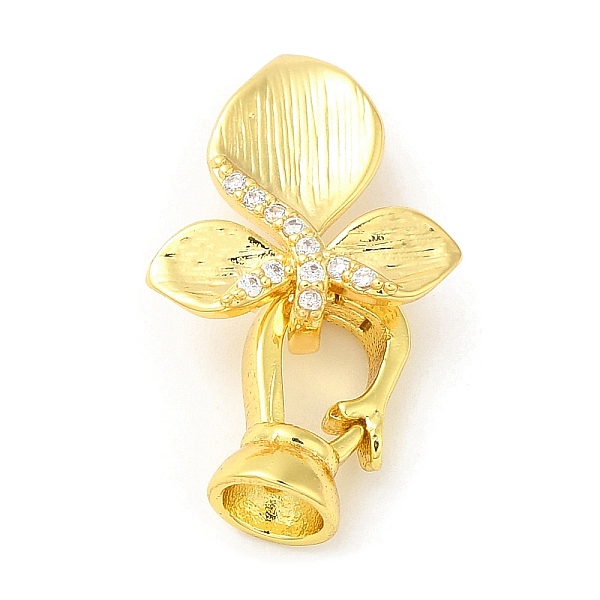 

PandaHall Rack Plating Brass Micro Pave Clear Cubic Zirconia Fold Over Clover Clasps, Long-Lasting Plated, Leaf, Real 18K Gold Plated, Leaf...