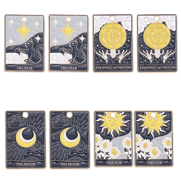 

PandaHall SUNNYCLUE 24Pcs 4 Style Alloy Enamel Pendants, Light Gold, Tarot Charms, Mixed Color, 28x19x1.5mm, Hole: 2mm, 6pcs/style..., Multicolor