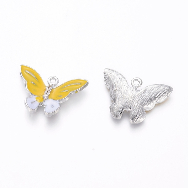 

PandaHall Alloy Enamel Pendants, with Rhinestone, Butterfly, Platinum, Yellow, 17x24x3.5mm, Hole: 1.5mm Alloy Rhinestone+Enamel Butterfly...