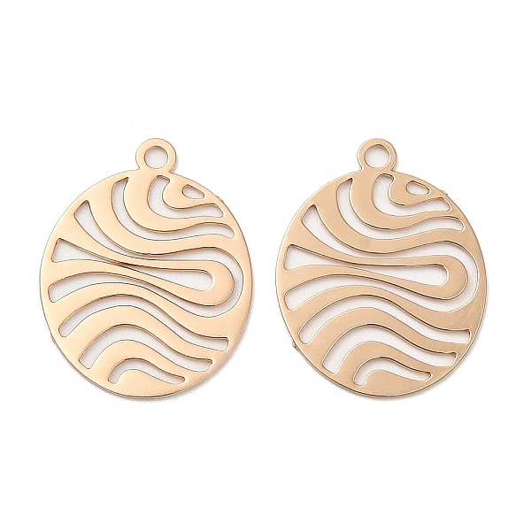 

PandaHall Long-Lasting Plated Brass Pendants, Hollow, Oval Charm, Light Gold, 16x12.5x0.3mm, Hole: 1.2mm Brass Oval