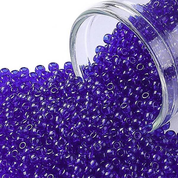

PandaHall TOHO Round Seed Beads, Japanese Seed Beads, (8) Transparent Cobalt, 11/0, 2.2mm, Hole: 0.8mm, about 1110pcs/10g Glass Blue