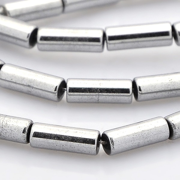 

PandaHall Grade A Electroplate Non-magnetic Synthetic Hematite Column Beads Strands, Silver Plated, 9x3mm, Hole: 1mm, about 44pcs/strand...