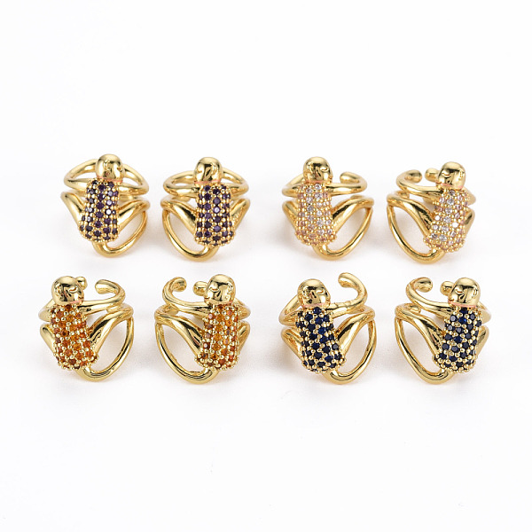 

PandaHall Brass Micro Pave Clear Cubic Zirconia Cuff Earrings, Cadmium Free & Nickel Free & Lead Free, Real 16K Gold Plated, Mixed Color..., Multicolor