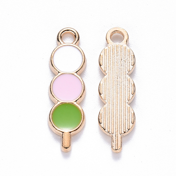 

PandaHall Alloy Enamel Pendants, Japanese Dango, Light Gold, White, 22x6x1.5mm, Hole: 1.6mm Alloy+Enamel Food White