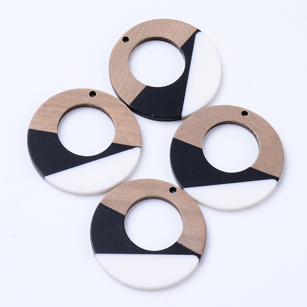 

PandaHall Resin & Walnut Wood Pendants, Ring, Creamy White, 38x3mm, Hole: 2mm Resin+Wood Ring