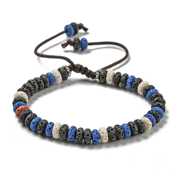 

PandaHall Disc Dyed Natural Lava Rock Adjustable Braided Beaded Bracelet, with PVC Findings, Gray, Inner Diameter: 2-1/8~3-3/8 inch...