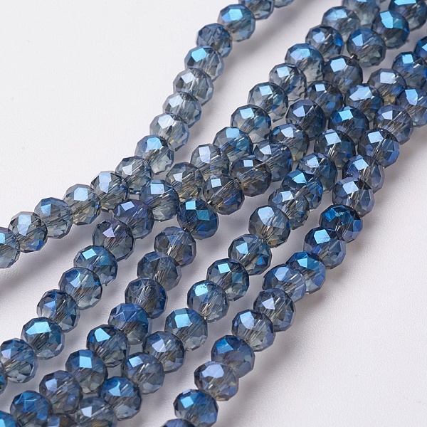 

PandaHall Electroplate Glass Beads Strands, Full Rainbow Plated, Faceted, Rondelle, Dark Blue, 4~4.5x3mm, Hole: 0.5mm, about...