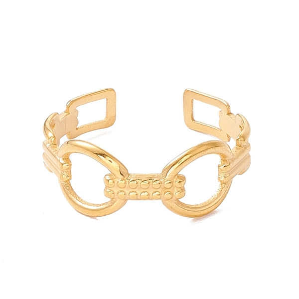 

PandaHall Ion Plating(IP) 304 Stainless Steel Glasses Shape Open Cuff Ring, Hollow Ring for Women, Golden, US Size 9 1/4(19.1mm) 304...
