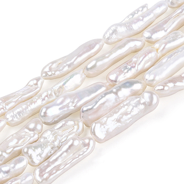 

PandaHall Baroque Natural Keshi Pearl Beads Strands, Freshwater Pearl, Stick Shape, Antique White, 16~26x7~9x4~7mm, Hole: 0.6mm, about...