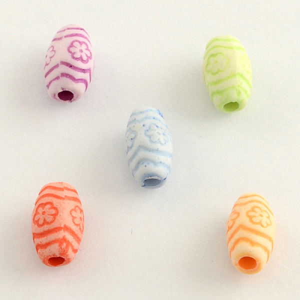 

PandaHall Craft Style Acrylic Beads, Barrel, Mixed Color, 6x11mm, Hole: 2mm, about 2000pcs/500g Acrylic Barrel Multicolor