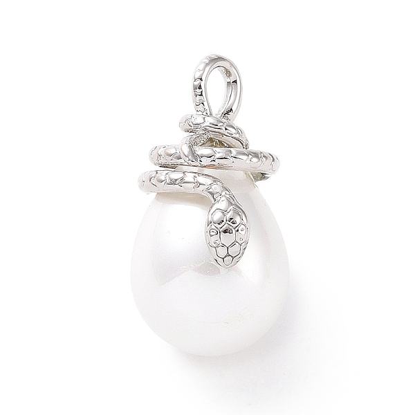 

PandaHall Shell Pearl Pendants, with Brass Findings, Cadmium Free & Lead Free, Long-Lasting Plated, Teardrop with Snake Charm, Platinum...