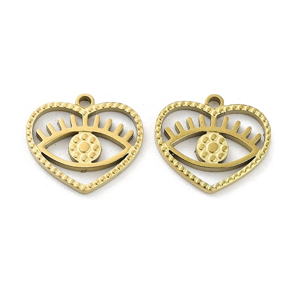 

PandaHall Ion Plating(IP) 316L Surgical Stainless Steel Pendants, Heart with Eye Charm, Real 18K Gold Plated, 13.5x15x1.5mm, Hole: 1.5mm...