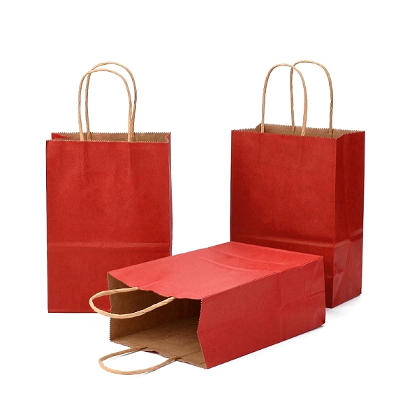 

PandaHall Kraft Paper Bags, Gift Bags, Shopping Bags, with Handles, Dark Red, 15x8x21cm Paper None