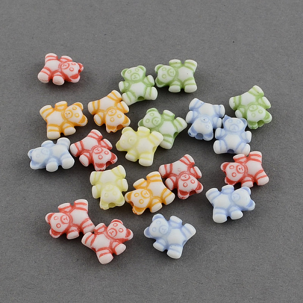

PandaHall Craft Style Bear Acrylic Beads, Mixed Color, 9x8x4mm, Hole: 1.5mm, about 2990pcs/500g Acrylic Bear Multicolor