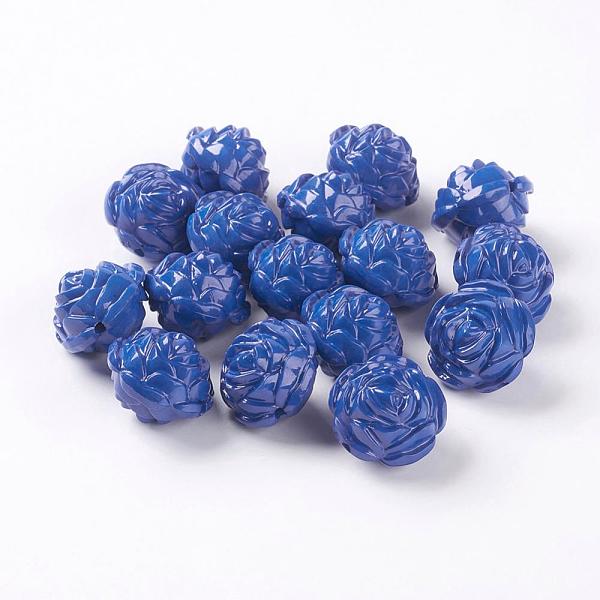

PandaHall Opaque Acrylic Beads, Flower, Royal Blue, about 24mm long, 24mm wide, 20mm thick, Hole: 2mm, about 99pcs/500g Acrylic Flower Blue