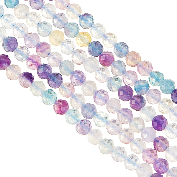 

PandaHall Olycraft 2 Strands Natural Fluorite Beads Strands, Faceted, Round, 4mm, Hole: 0.5mm, about 96pcs/strand, 15.5 inch(39.5cm)...