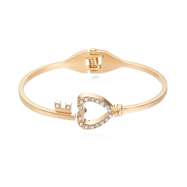 

PandaHall Crystal Rhinestone Heart Skeleton Key Wrap Open Cuff Bangle, Brass Hinged Bangle for Women, Golden, Inner Diameter: 1-7/8x2-3/8...