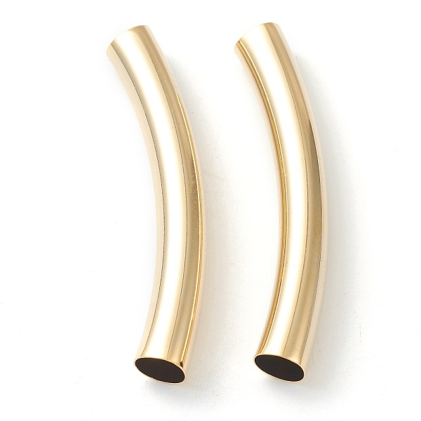 

PandaHall Brass Tube Beads, Long-Lasting Plated, Curved Beads, Tube, Real 24K Gold Plated, 50.5x7mm, Hole: 6mm Brass Tube