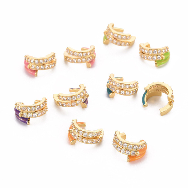 

PandaHall Brass Micro Pave Cubic Zirconia Cuff Earrings, with Enamel, Cadmium Free & Nickel Free & Lead Free, Real 16K Gold Plated, Mixed..., Multicolor
