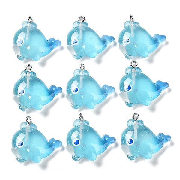 

PandaHall Ocean Theme Transparent Resin Cartoon Pendants, Sea Animal Charms with Platinum Tone Iron Loops, Whale, 26x25x7mm, Hole: 2mm...