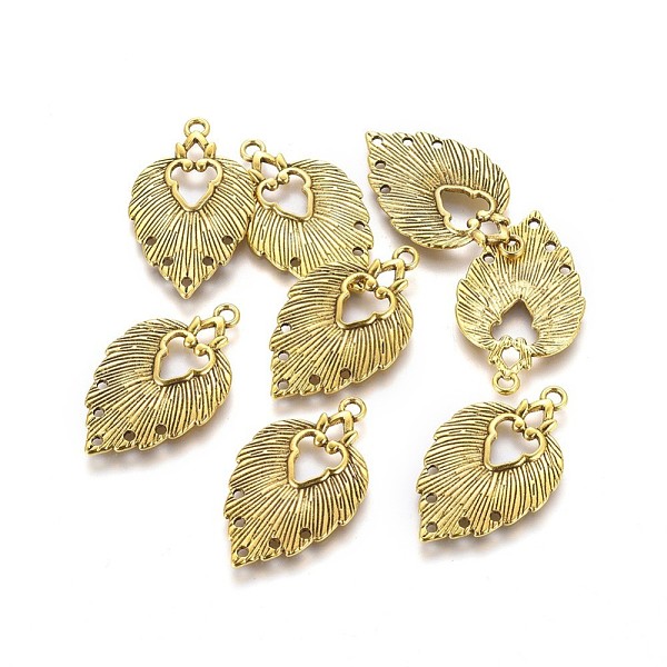 

PandaHall Tibetan Style Chandelier Components Links, Cadmium Free & Lead Free, Leaf, Antique Golden, 34x20x1.5mm, Hole: 1~2mm Alloy Leaf