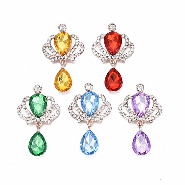 

PandaHall Alloy Cabochons, with Rhinestone, Cadmium Free & Lead Free, Faceted, Rose Gold, Crown, Mixed Color, 52x31.5x6.5mm Alloy+Rhinestone..., Multicolor