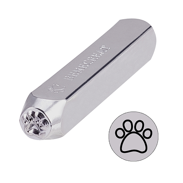 BENECREAT 6mm 1/4 Paws Metal Design Stamps Punch Stamping Tool - Electroplated Hard Carbon Steel Tools To Stamp Punch Metal