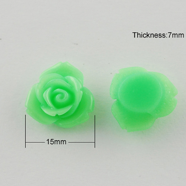 

PandaHall Resin Cabochons, Flower, Lawn Green, 15x7mm Resin Flower Green