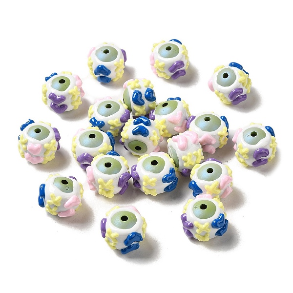 

PandaHall Hand Painted Acrylic with Enamel Beads, Yellow Green, 14.5~15.5x16.5~21.5x16~20mm, Hole: 2~2.8mm Acrylic Round