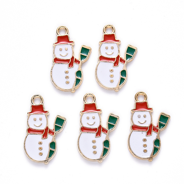 

PandaHall Alloy Enamel Pendants, for Christmas, Snowman, Light Gold, White, 21x13x1.5mm, Hole: 2mm Alloy+Enamel Others White