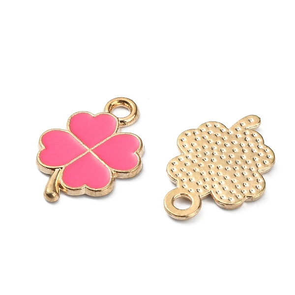 

PandaHall Alloy Enamel Pendants, Golden, Clover, Hot Pink, 18x12x1.3mm, Hole: 1.8mm Alloy+Enamel Clover