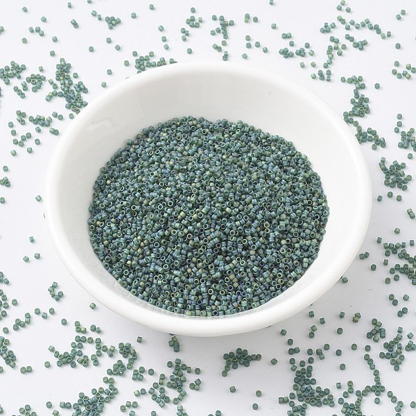 

PandaHall MIYUKI Delica Beads, Cylinder, Japanese Seed Beads, 11/0, (DB0859) Matte Transparent Dark Emerald AB , 1.3x1.6mm, Hole: 0.8mm..., Cyan
