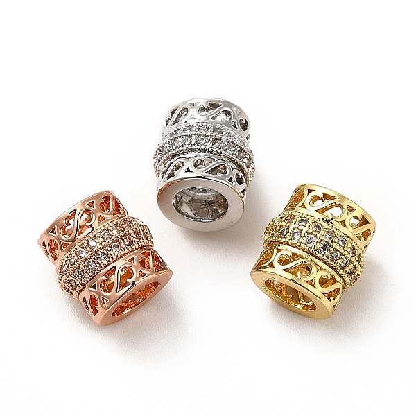 

PandaHall Rack Plating Brass Micro Pave Cubic Zirconia European Beads, Large Hole Beads, Long-Lasting Plated, Cadmium Free & Lead Free..., Clear