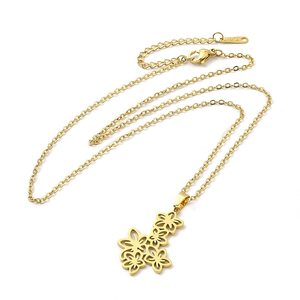 

PandaHall 304 Stainless Steel Pendant Necklaces, Hollow Flowers, Golden, 17.64 inch(44.8cm) 304 Stainless Steel Flower