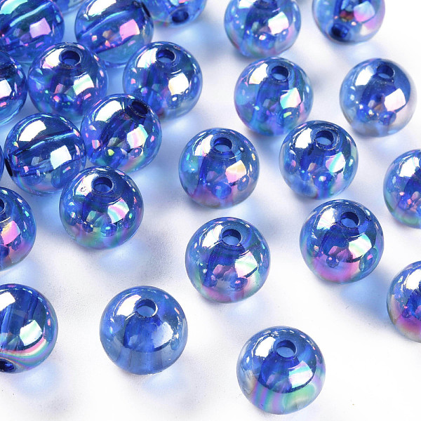 

PandaHall Transparent Acrylic Beads, AB Color Plated, Round, Royal Blue, 12x11mm, Hole: 2.5mm, about 566pcs/500g Acrylic Round