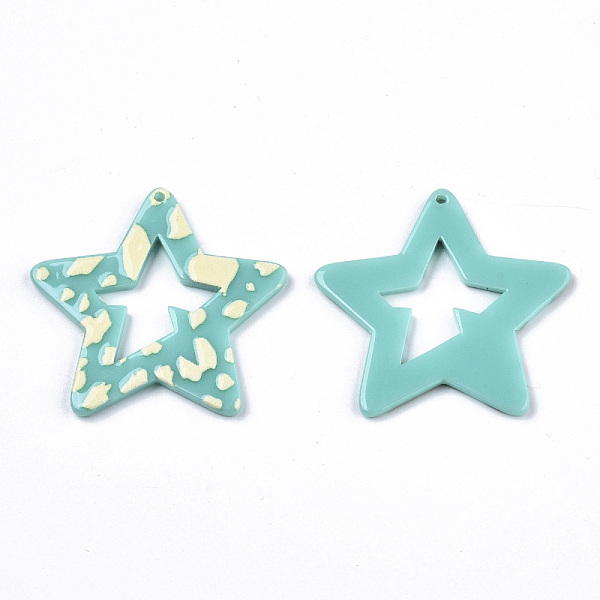 

PandaHall Opaque Printed Acrylic Pendants, Star, Turquoise, 37x39x2~3mm, Hole: 1.5mm Acrylic Star Green