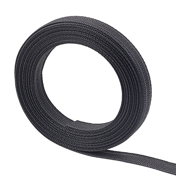 PandaHall Polycotton Boning, with Copper Wire, for Sewing Wedding Dresses, Corset Boning, Bridal Gown, Black, 12x1.5mm Polyester Black
