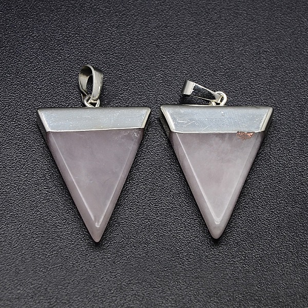 

PandaHall Natural Rose Quartz Pendants, with Silver Color Plated Brass Findings, Triangle, 30~35x23~28x5mm, Hole: 8x5mm Rose Quartz Triangle...