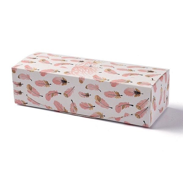 

PandaHall Handmade Printed Gift Box, Rectangle with Feather Pattern, White, 7-1/2x2-3/4x2 inch(19.1x7x5cm) Paper Rectangle White