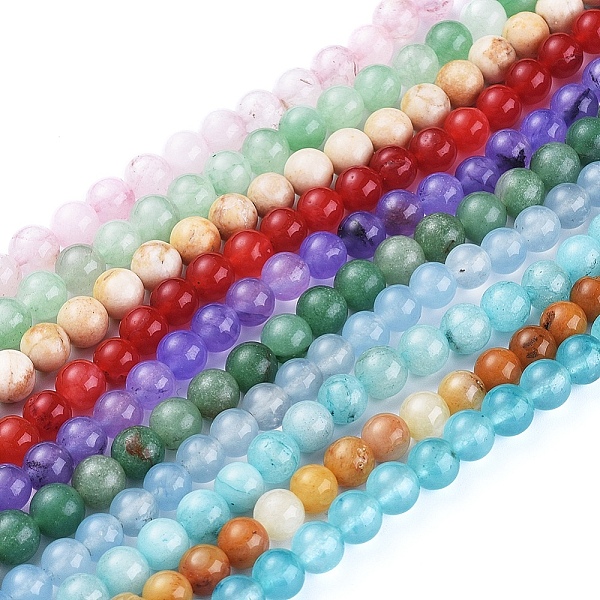 

PandaHall Natural Gemstone Beads Strands, Mixed Stone, Round, 8mm, Hole: 0.8~1mm, about 46pcs/Strand, 14.96 inch(38cm) Mixed Stone Round