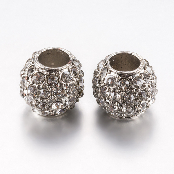 

PandaHall Alloy Rhinestone European Beads, Large Hole Beads, Rondelle, Platinum, Clear, 10.5x9.5mm, Hole: 5mm Alloy+Rhinestone Rondelle...