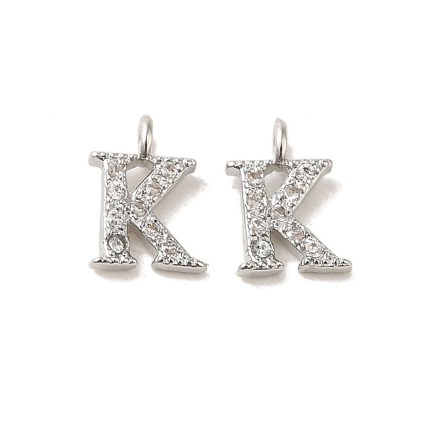 

PandaHall Initial Letter Brass Micro Pave Cubic Zirconia Pendants, Letter K, 9~10x4~10x1.5~2mm, Hole: 1.5mm Brass+Cubic Zirconia Letter K..., Clear