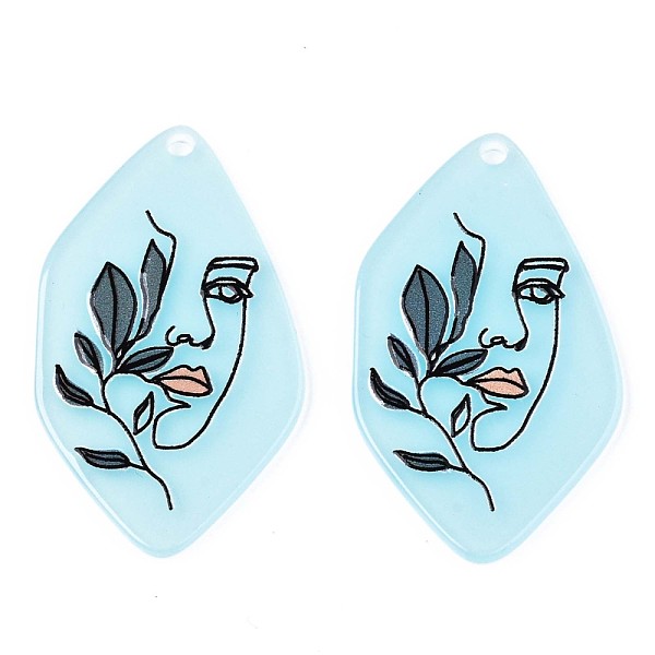 

PandaHall Translucent Cellulose Acetate(Resin) Pendants, 3D Printed, Leaf with Woman, Sky Blue, 45.5x27.5x2mm, Hole: 1.5mm Cellulose Acetate...