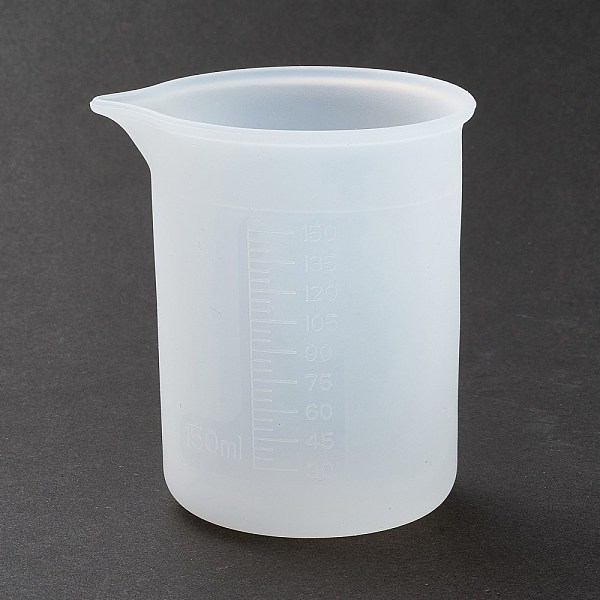 

PandaHall Silicone Measuring Cup, DIY Epoxy Craft Mold Tools, White, 7.8x6.7x8.1cm, Capacity: 150ml(5.07fl. oz) Silicone White
